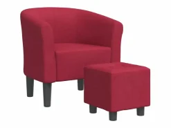 Sillón con taburete tela tinto < vidaxl Hot