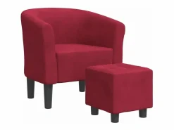 Sillón con taburete terciopelo tinto < vidaxl New