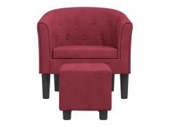 Sillón con taburete terciopelo tinto < Clicnbuy Outlet