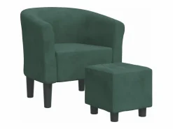 Clicnbuy Sillón Estilo Cabriolet * Sillón con taburete terciopelo oscuro Verde