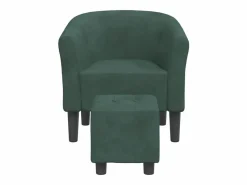 Clicnbuy Sillón Estilo Cabriolet * Sillón con taburete terciopelo oscuro Verde