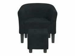 Clicnbuy Sillón Estilo Cabriolet * Sillón con taburete terciopelo Negro