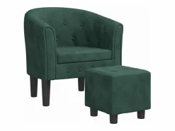Sillón con taburete terciopelo oscuro < vidaxl Hot