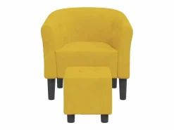 Clicnbuy Sillón Estilo Cabriolet * Sillón con taburete terciopelo Amarillo
