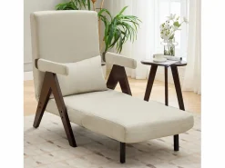 Hauss Spole Sillón Cama * Sillón convertible 3 en 1 con soporte lumbar y respaldo regulable en 6 posiciones, + madera oscura Beige
