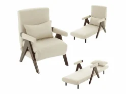 Hauss Spole Sillón Cama * Sillón convertible 3 en 1 con soporte lumbar y respaldo regulable en 6 posiciones, + madera oscura Beige