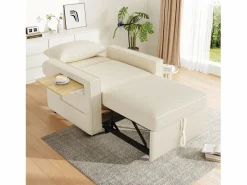 Hauss Spole Sillón Cama | Sillón convertible en pana - Sofá individual con mesa auxiliar y puertos USB/Tipo C