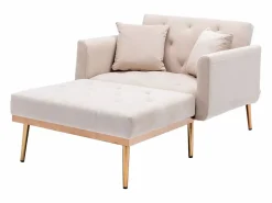 Hauss Spole Sillón Cama * Sillón convertible en terciopelo con respaldo regulable en 3 posiciones 165x90x77cm Beige