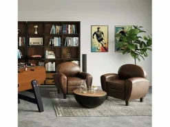 Rendez-Vous Déco Sillón Club | Sillón de microfibra marrón antiguo - Club