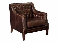 Sillón de piel envejecida COLBERT - Color marrón < LINEA SOFA Outlet