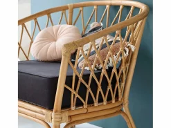Sillón de ratán marrón con cojín negro < BERAH GETAH Sale