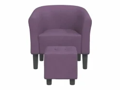 Sillón Estilo Cabriolet * Sillón de salón | Silla de relax con taburete tela morado SHL2462 Violeta