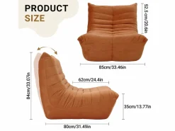 DripeX Sillón Escandinavo * Sillón de sillón marrón en la oruga marrón - base profunda 62 cm - 80x85x84cm Marru00f3n
