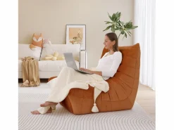 DripeX Sillón Escandinavo * Sillón de sillón marrón en la oruga marrón - base profunda 62 cm - 80x85x84cm Marru00f3n