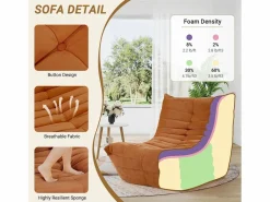 DripeX Sillón Escandinavo * Sillón de sillón marrón en la oruga marrón - base profunda 62 cm - 80x85x84cm Marru00f3n