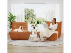 DripeX Sillón Escandinavo * Sillón de sillón marrón en la oruga marrón - base profunda 62 cm - 80x85x84cm Marru00f3n