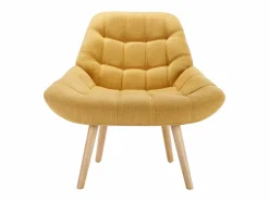 Sillón de tela amarillo estilo escandinavo capitoné LUOSTO < Vente-unique Online