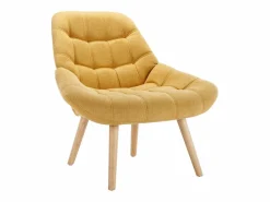 Sillón de tela amarillo estilo escandinavo capitoné LUOSTO < Vente-unique Online
