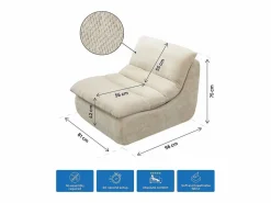 Habitat et jardin Sofá Modular * Sillón de tela texturizada <> - 81 x 96 x 75 cm - Beige