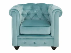 Sillón de terciopelo color azul pastel CHESTERFIELD < Vente-unique Hot