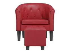 Sillón diseño de cubo con reposapiés cuero sintético tinto < Clicnbuy Best