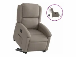 Sillón eléctrico reclinable elevable de tela gris taupe < vidaxl Clearance