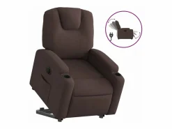 Sillón eléctrico reclinable elevable de tela marrón oscuro < vidaxl Best