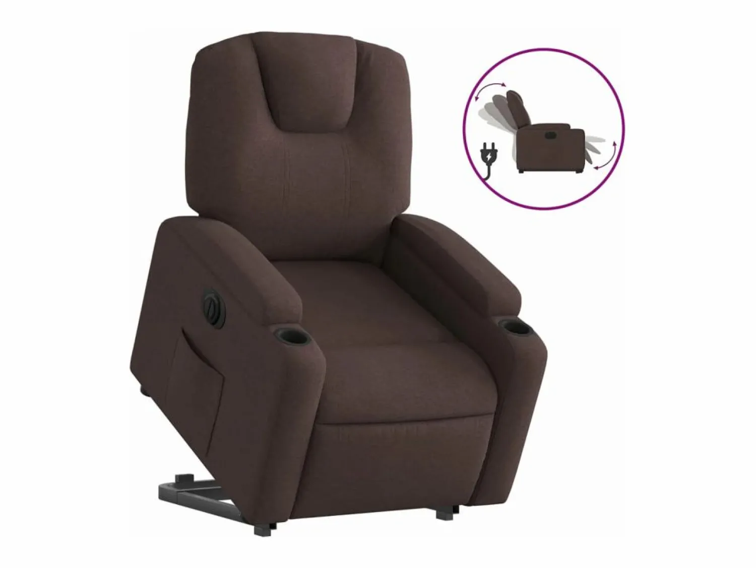 Sillón eléctrico reclinable elevable de tela marrón oscuro < vidaxl Best