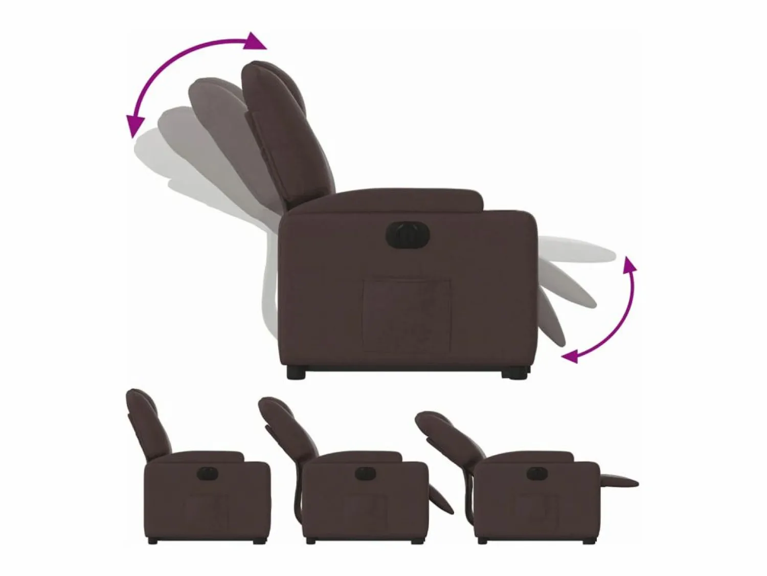 Sillón eléctrico reclinable elevable de tela marrón oscuro < vidaxl Best