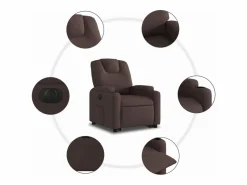 Sillón eléctrico reclinable elevable de tela marrón oscuro < vidaxl Best
