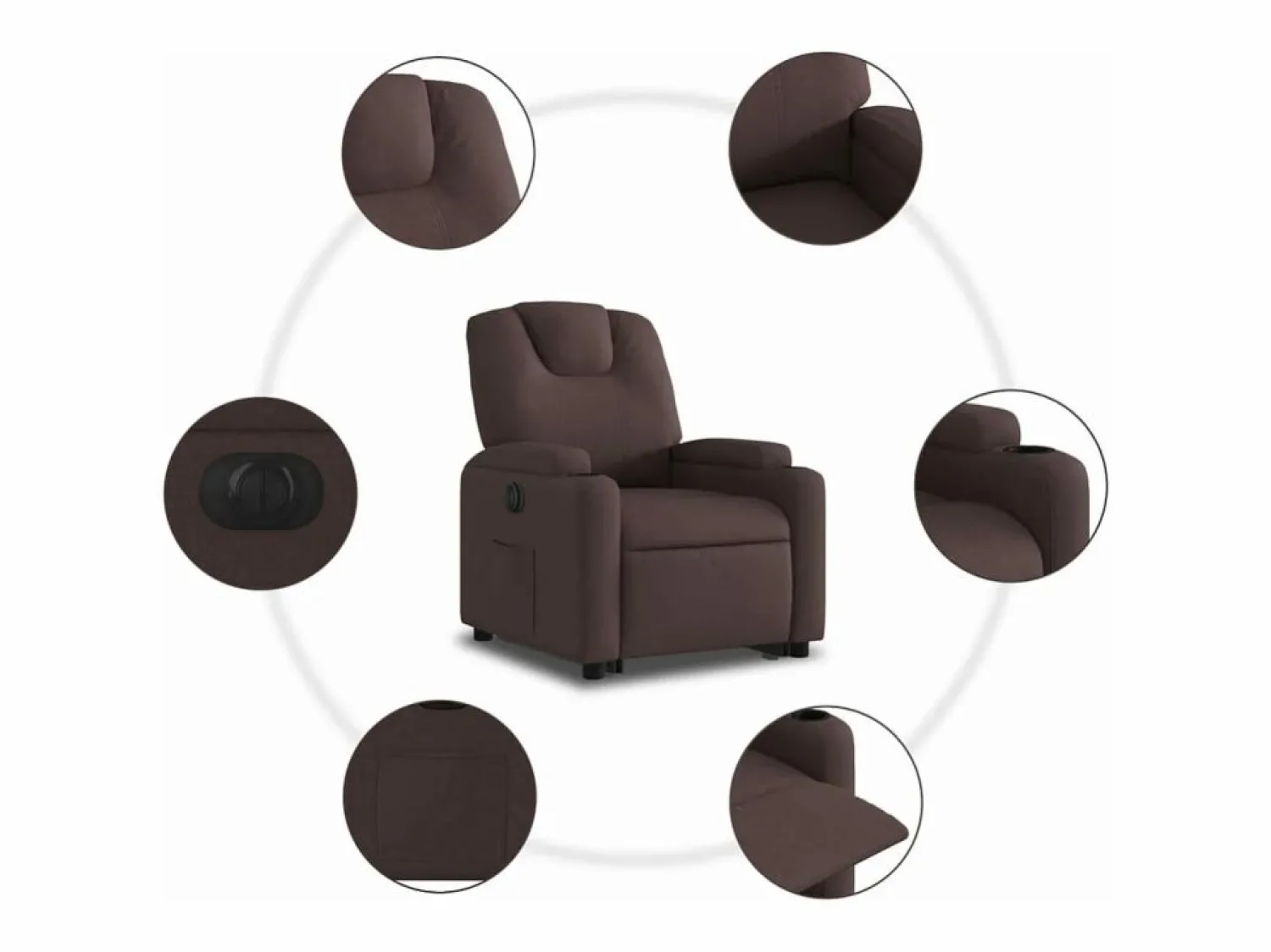 Sillón eléctrico reclinable elevable de tela marrón oscuro < vidaxl Best