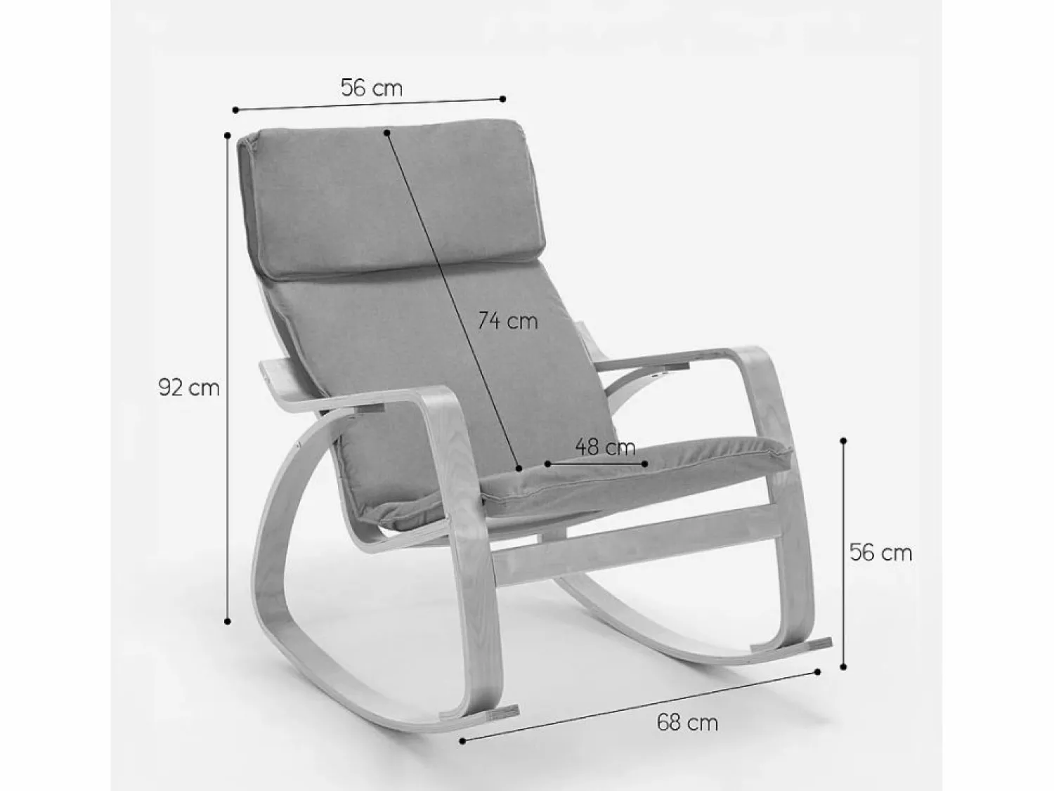 AHD Sillón Balancín | Sillón mecedora de madera con diseño escandinavo Aalborg -