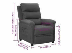vidaxl Sillón Relax * Sillón reclinable de tela oscuro Gris