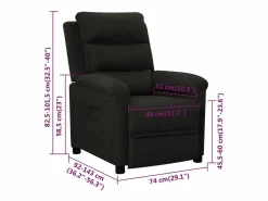vidaxl Sillón Relax * Sillón reclinable de tela Negro