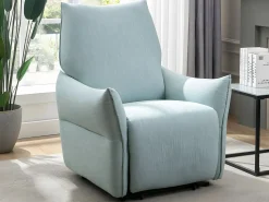 Vente-unique Sillón Relax | Sillón relax eléctrico de tela azul claro estilo contemporáneo MODOC