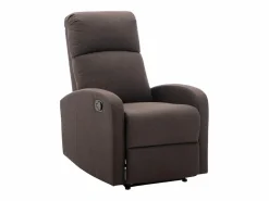 Sillón relax manual de tela color marrón ISAO Barato < Vente-unique Outlet