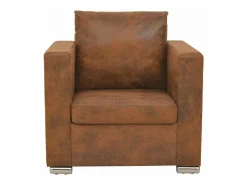 Mobikasa Sillón Club | Sillón sillón sillón club sofá salón piel sintética marrón 1102124/3
