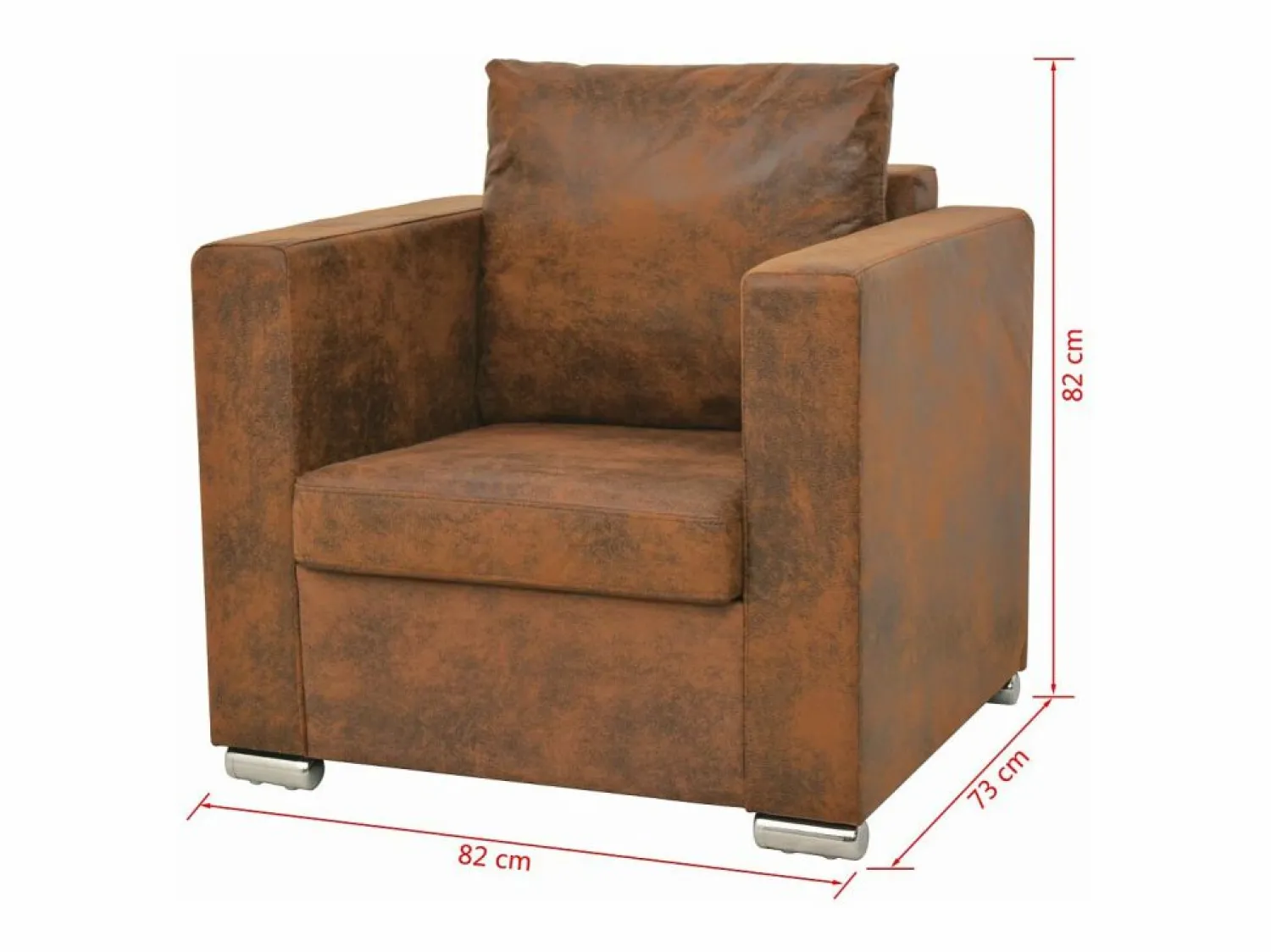 Mobikasa Sillón Club | Sillón sillón sillón club sofá salón piel sintética marrón 1102124/3