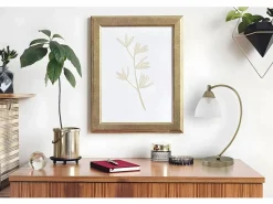 AKUNADECOR Lámpara De Escritorio * Sobremesa Jaipur Cuero Satinado Con Tulipa De Cristal Dorado