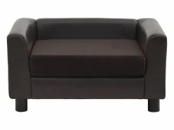Sofá para perros felpa y cuero sintético marrón 60x43x30 cm < Clicnbuy Discount