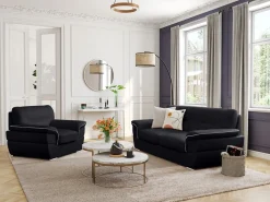 LINEA SOFA Todos Los Sofás|Sofá - 3 Plazas * Sofa de 3 plazas de piel de becerro THIBAULT Negro