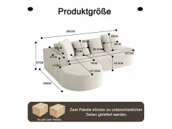 DripeX Sofá De Terciopelo|Sofás Club * Sofá angular izquierdo de Pana de canalé grueso con 4 cojines - 265x67x40,5cm - Blanco