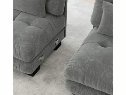 DripeX Sofá - 4 Plazas|Sofá Rinconera | Sofá angular 4 plazas de tejido Chenilla, con 6 cojines, otomana extraíble, combinación DIY, 406x145x81cm,