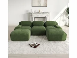 Sofá angular 3 plazas modular - de Pana - con 3 cojines y 2 otomanas - 298x178x75cm - < DripeX Best