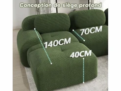 Sofá angular 3 plazas modular - de Pana - con 3 cojines y 2 otomanas - 298x178x75cm - < DripeX Best