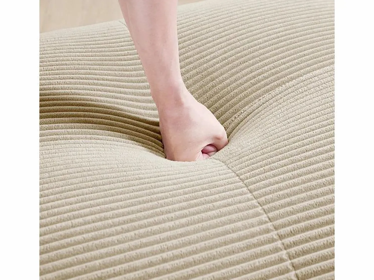 DripeX Sofá Modular|Sofás Club * Sofá angular 3 plazas modular - de Pana - con 3 cojines y 2 otomanas - 298x178x75cm - Beige