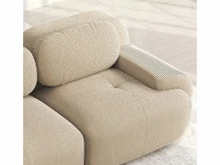 DripeX Sofá Modular|Sofás Club * Sofá angular 3 plazas modular - de Pana - con 3 cojines y 2 otomanas - 298x178x75cm - Beige