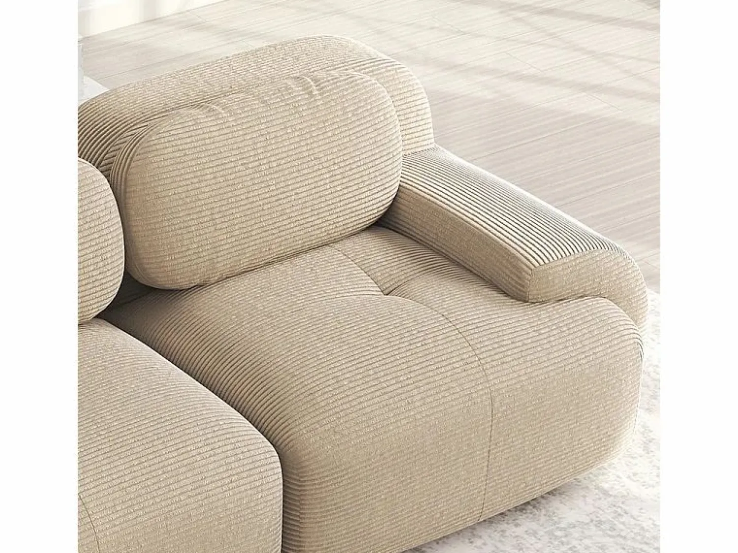 DripeX Sofá Modular|Sofás Club * Sofá angular 3 plazas modular - de Pana - con 3 cojines y 2 otomanas - 298x178x75cm - Beige