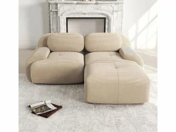 Sofá angular 2 plazas modular - de Pana - con 2 cojines y otomana - ergonómico - 208x178x75cm - < DripeX New