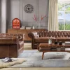 Sofa 3+2 plazas chesterfield de piel envejecida CLOTAIRE < Vente-unique Clearance